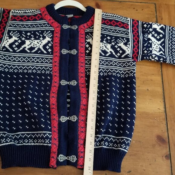 Dale Norway Blue Fair Isle Reindeer Chunky Wool Cardigan Sweater sz S 40 Unisex - Picture 8 of 15